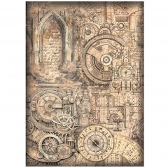 Stamperia Rice Paper - Sir Vagabond in Fantasy World - Mechanical Pattern