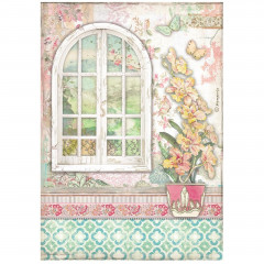 Stamperia Rice Paper - Orchids and Cats - Window