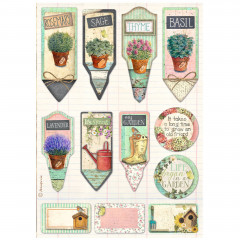Stamperia Rice Paper - Garden - Tags and Labels
