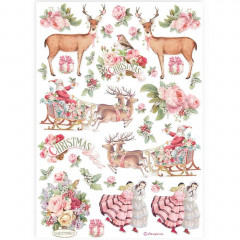 Stamperia Rice Paper - Pink Christmas