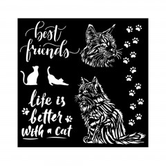 Stamperia Thick Stencil - Orchids and Cats - Best Friends
