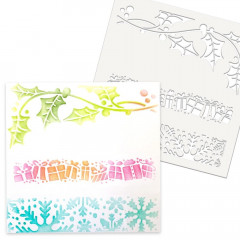 Polkadoodles Stencil - Christmas Holly Gift Snow 3-in-1