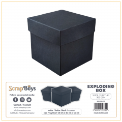 ScrapBoys - Exploding Box - schwarz - 10x10x10 cm