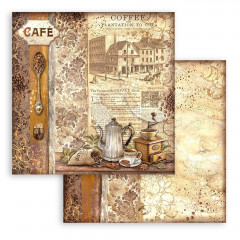 Stamperia 2-seitiges 12x12 Designpapier - Coffee and Chocolate - Grinder
