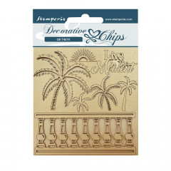 Stamperia Decorative Chips - Blue Dream - Palms