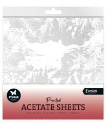 Studio Light Acetate Sheets -Essentials Nr. 07 - Snowy Town, Pine & Verses