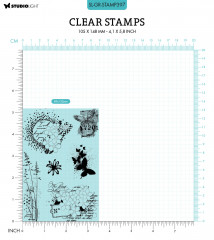Studio Light Clear Stamps - Grunge Collection Nr. 397 - Flowers and Butterflies