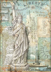 Stamperia Rice Paper - Sir Vagabond Aviator Statue of Liberty