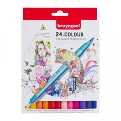 Bruynzeel Fineliner Brush Pen Set 24er Set