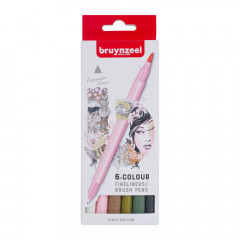 Bruynzeel Fineliner Brush Pen Set 6er - Tokyo