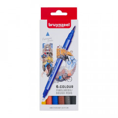 Bruynzeel Fineliner Brush Pen Set 6er - Amsterdam