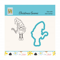 Cutting Die and Clear Stamps Set - Xmas Gnome with Candystick