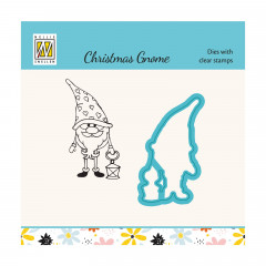Cutting Die and Clear Stamps Set - Xmas Gnome with Lantern