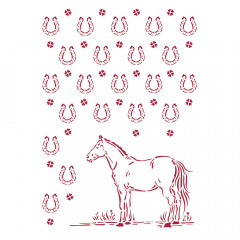 Stamperia A4 Stencil - Romantic Horses Horseshoes