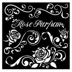 Stamperia 7x7 Stencil - Rose Parfum borders
