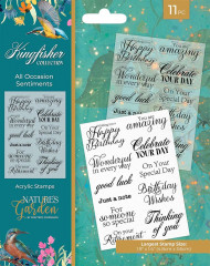 Clear Stamps - Natures Garden - Kingfisher Collection - All Occasion Sentiments