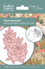 Clear Stamps and Cutting Die - Vintage Rose - Rose Bouquet
