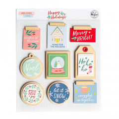 PinkFresh - Wood Accent Stickers - Happy Holidays