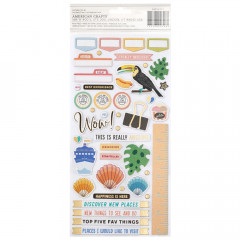 Vicki Boutin Where To Next Thickers Stickers - Happy Life Phrase/Chipboard