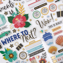 Vicki Boutin Where To Next Thickers Stickers - Happy Life Phrase/Chipboard