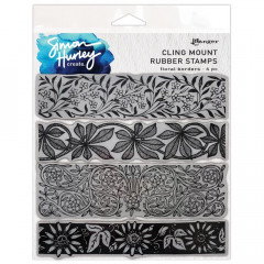 Simon Hurley 6x6 Cling Stamps - Floral Borders