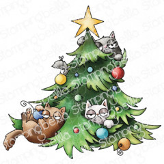 Stamping Bella - Cling Stamps - Oddball Christmas Cats In Tree