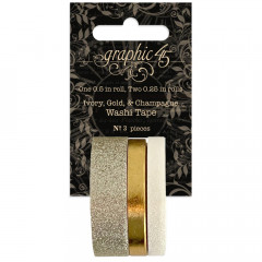 Staples Glitter & Gloss - Washi Tape Set - Ivory, Gold & Champagne
