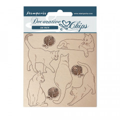 Stamperia Decorative Chips - Provence Cats with Wool Balls