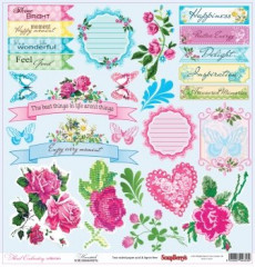 Designpapier 2-seitig - Floral Embroidery, Hemstitch