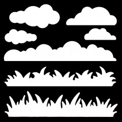 Woodware Stencil - Grass and Clouds