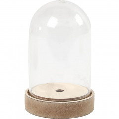Plastikglas Glocke auf Holzfuß klein