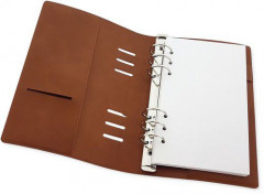 Ringband Planer - für Papier 12x21cm - Cognac braun PU leather