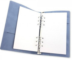 Ringband Planer - für Papier A5 - Jeans - hellblau PU leather