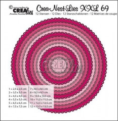Crea-Nest-Lies XXL Stanze - Nr. 69 - Kreise mit offener scallop