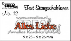 Crealies Text Stanzschablonen - Nr. 12 - Alles Liebe
