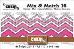 Crealies Mix and Match No. 16 - Zick-Zack-Streifen mit Punkten