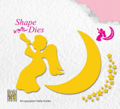 Shape Die - angel with moon and stars