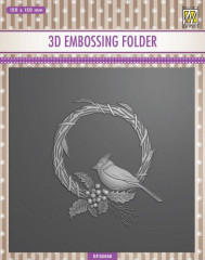 3D Embossing Folder - Quadratischer Weihnachtsvogel