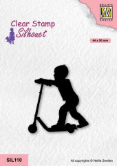Clear Stamps - Silhouette Junge mit Roller