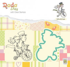DADA Die and Clear Stamps - Marriage Paar auf dem Fahrrad