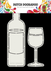 Dutch Card Art Schablone - Weinflasche und Glas