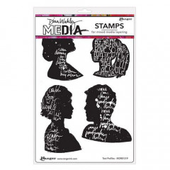 Dina Wakley Media Cling Stamps - Text Profiles