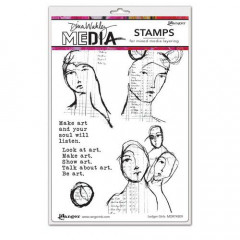 Dina Wakley Media Cling Stamps - Ledger Girls