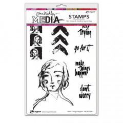 Dina Wakley Media Cling Stamps - Make Things Happen