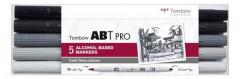 Tombow ABT PRO Alcohol - Dual Brush 5er-Set - Cold Gray