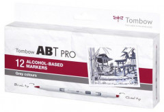 Tombow ABT PRO Alcohol - Dual Brush 12er-Set - Gray