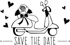 Holzstempel - Save the Date Scooter