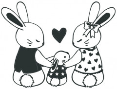 Aladine Rubber Stamp - Rabbit Family