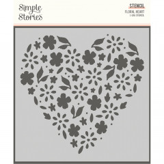 Simple Stories 6x6 Stencil - Happy Hearts Stencil Floral Heart