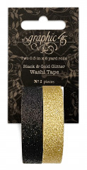 Graphic 45 Glitter Washi Tape - Black and Gold
